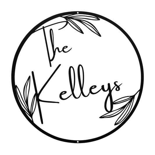 10041 - * Custom Leaf Family Name Circular Sign