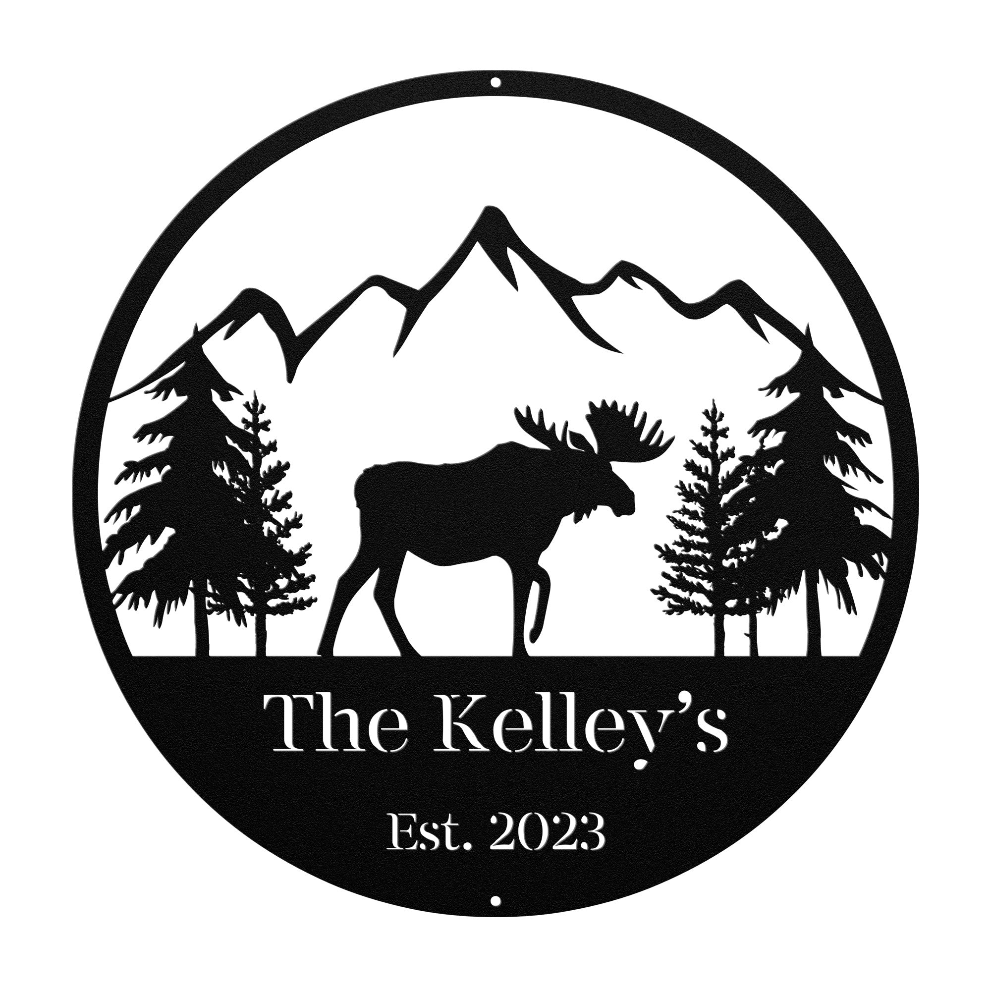 Moose Ridge Sign 10171 - * Custom Moose Mountain Scene Family Sign – Kelleys Metal Design Co
