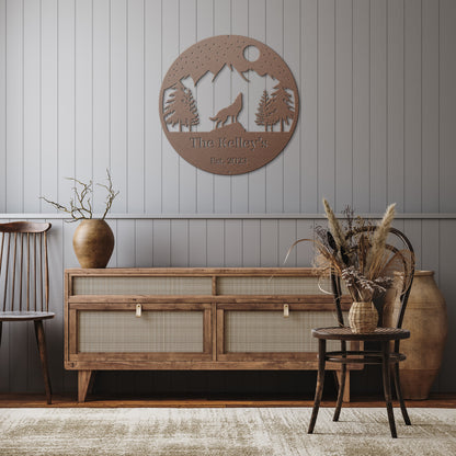 10170 - * Custom Night Wolf Howling Metal Sign