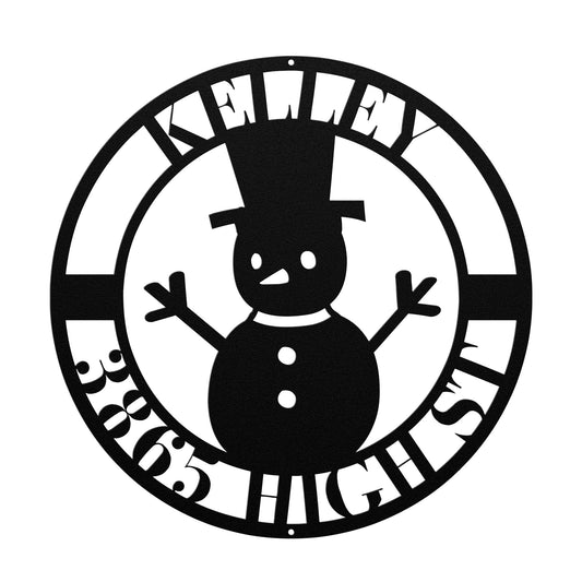 10161 - * Custom Snowman Address Metal Sign
