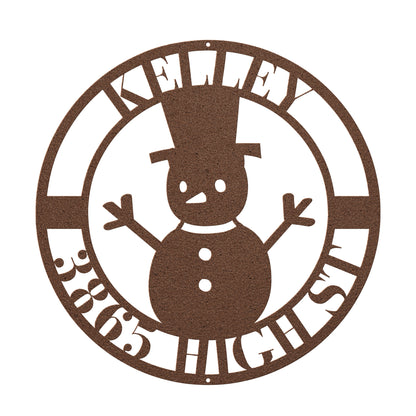 10161 - * Custom Snowman Address Metal Sign
