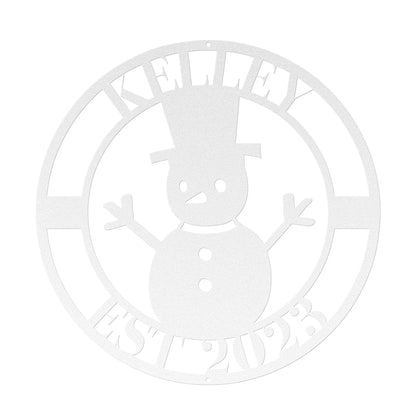10162 - * Custom Snowman Family Name Metal Sign