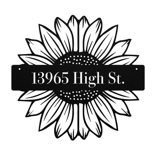 10160 - * Custom Split Sunflower Address Metal Sign