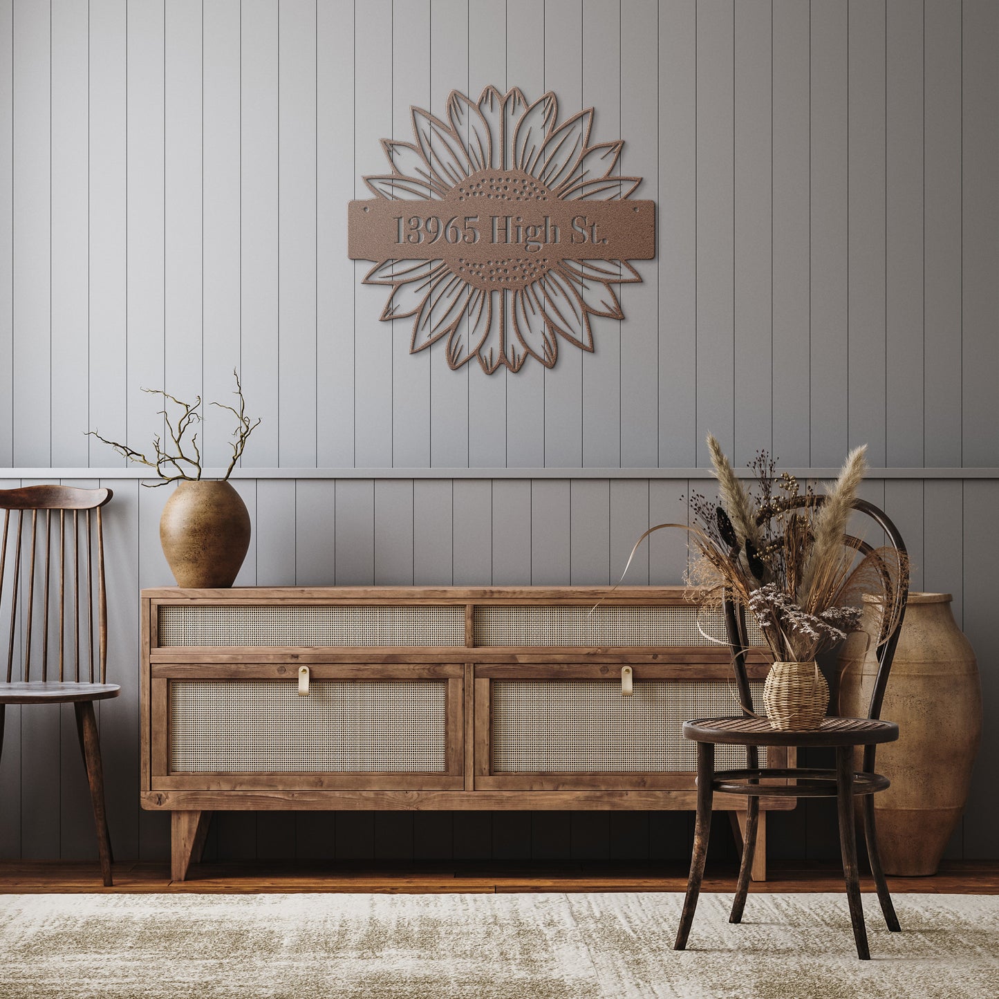 10160 - * Custom Split Sunflower Address Metal Sign