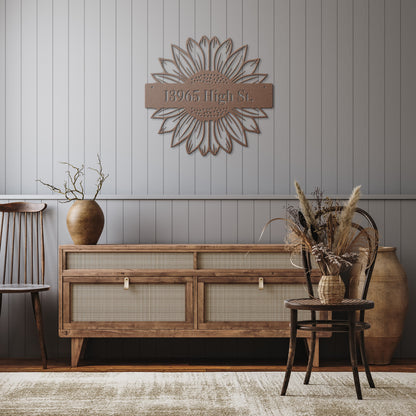 10160 - * Custom Split Sunflower Address Metal Sign
