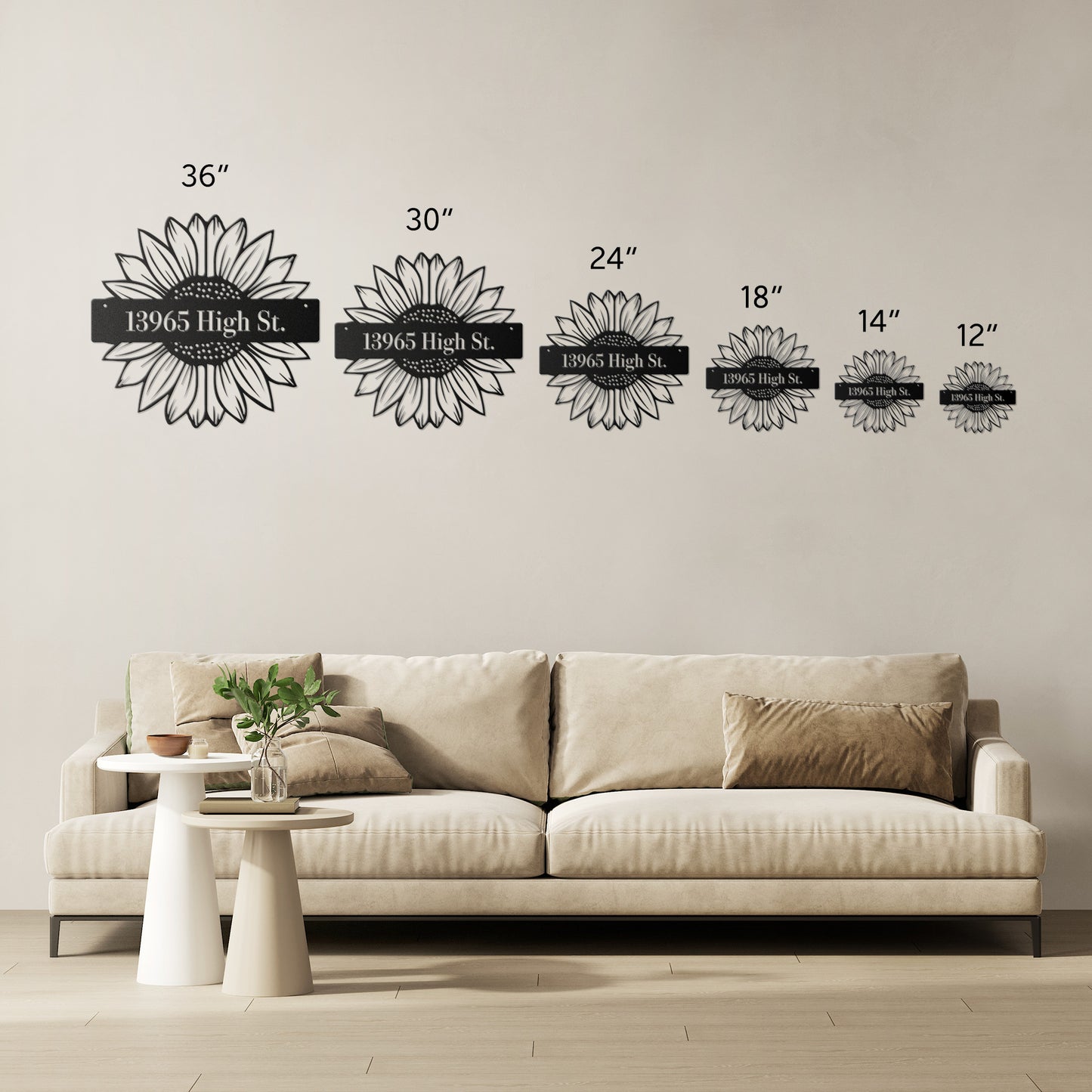 10160 - * Custom Split Sunflower Address Metal Sign