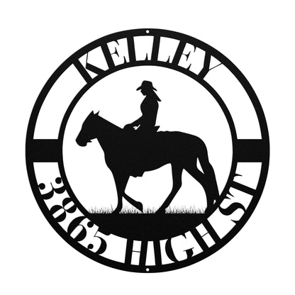 10014 - * Custom Woman Riding Horse Address Sign