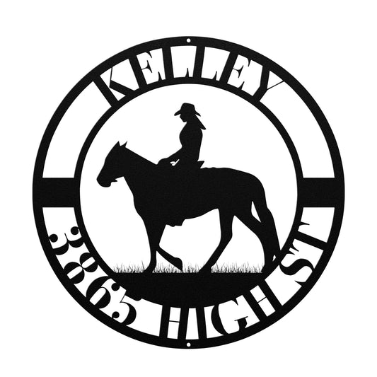 10014 - * Custom Woman Riding Horse Address Sign