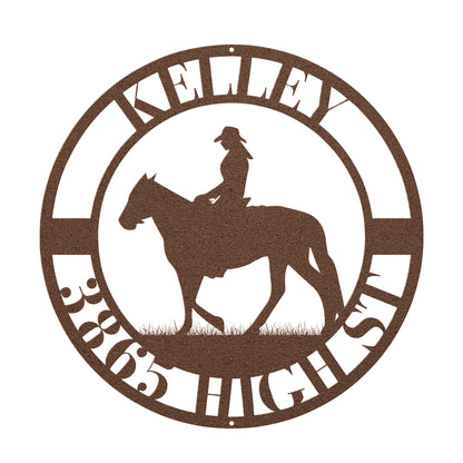 10014 - * Custom Woman Riding Horse Address Sign