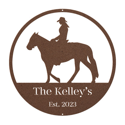10015 - * Custom Woman Riding Horse Family Sign
