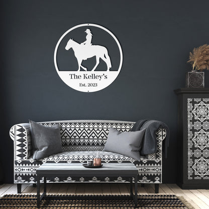 10015 - * Custom Woman Riding Horse Family Sign