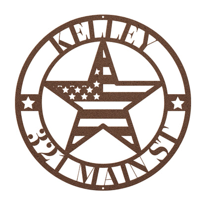 10107 - Customizable Address American Star Flag Circle