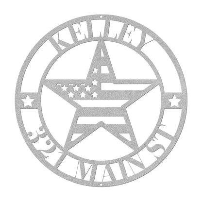 10107 - Customizable Address American Star Flag Circle