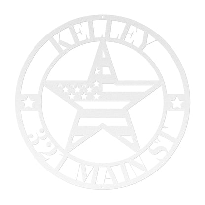 10107 - Customizable Address American Star Flag Circle
