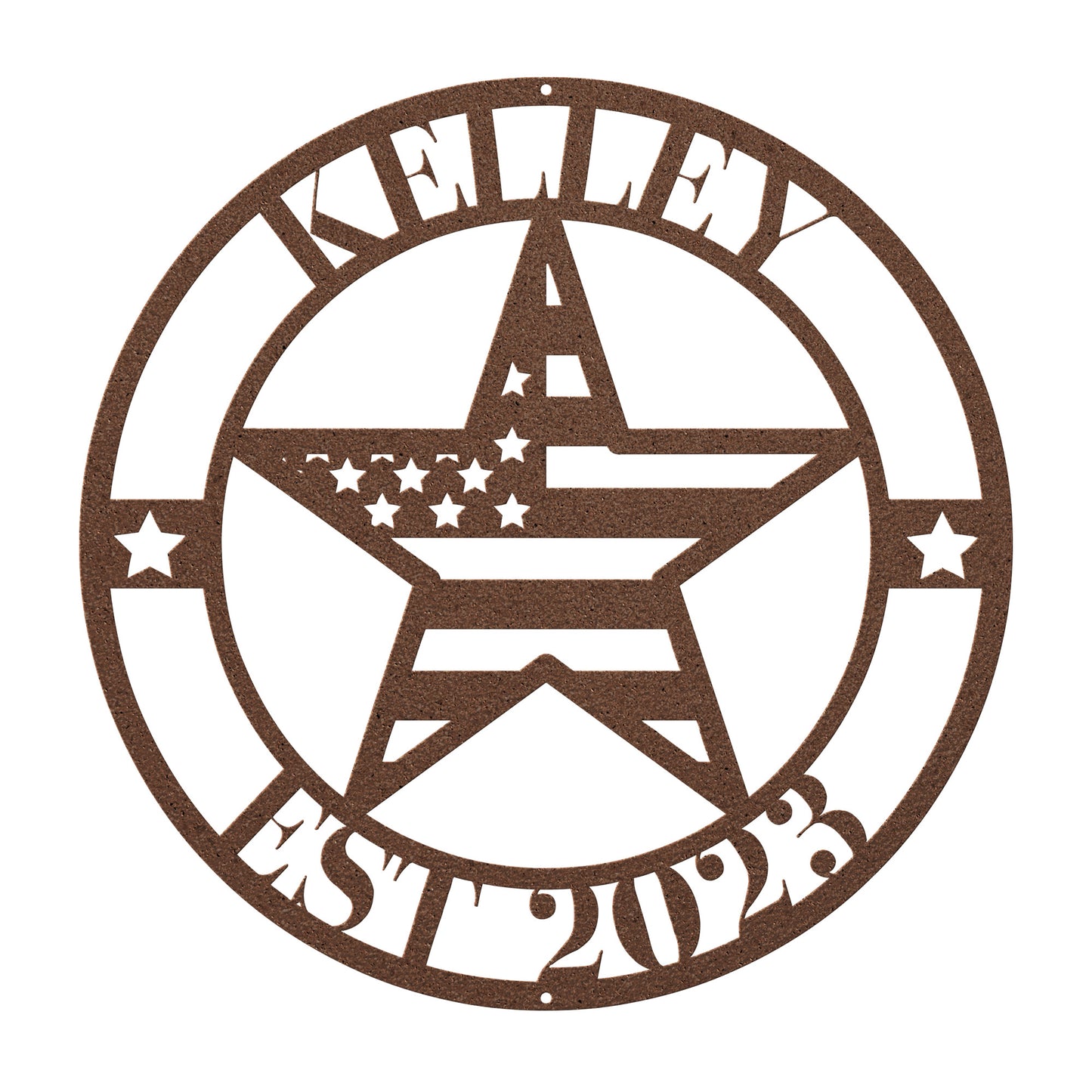 10106 - Customizable Family Name American Star Flag Circle