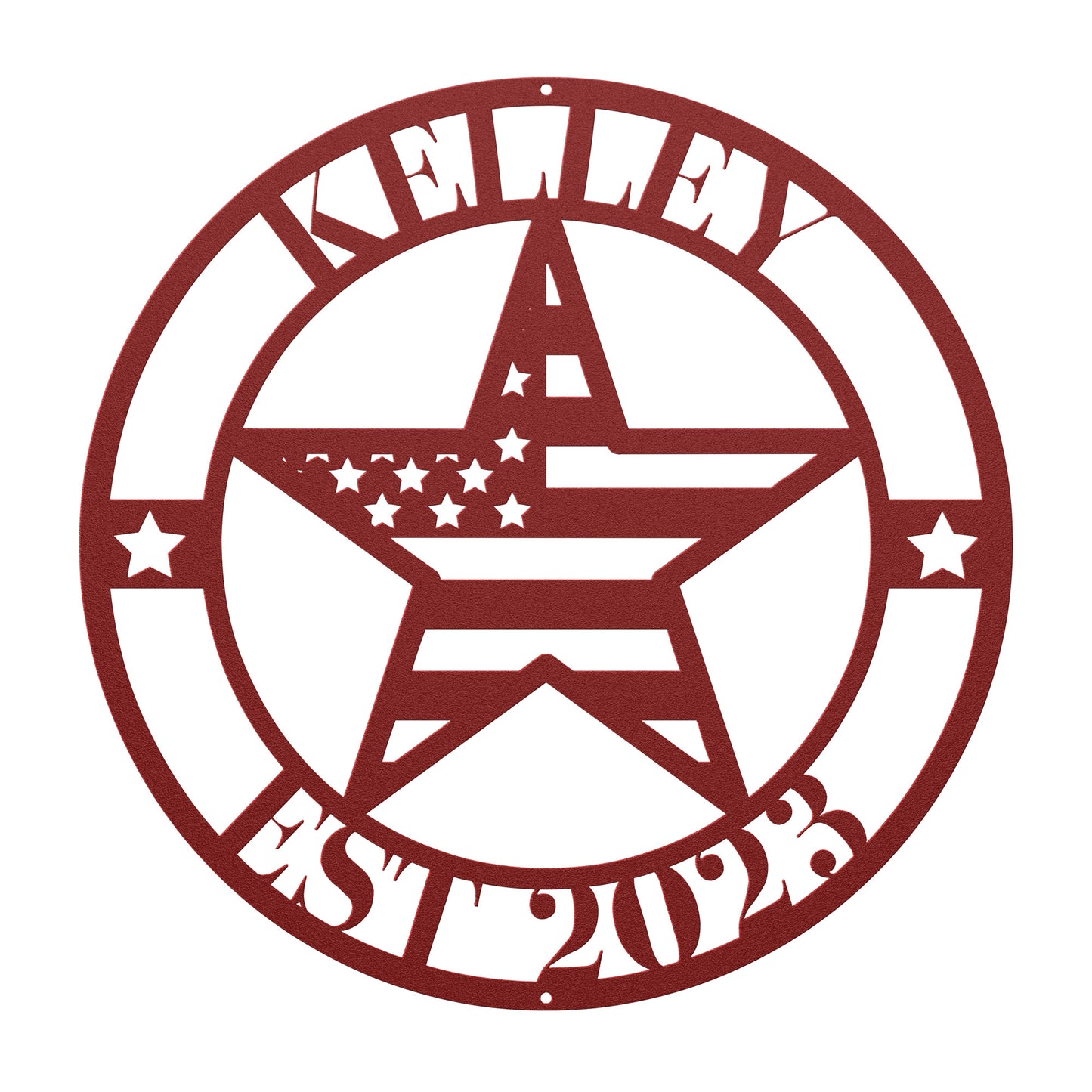 10106 - Customizable Family Name American Star Flag Circle