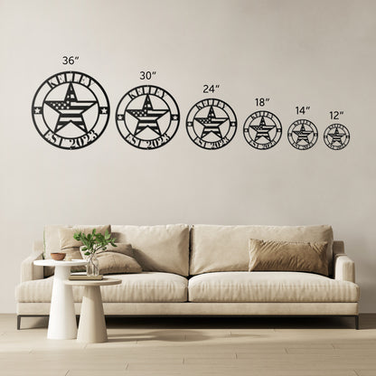 10106 - Customizable Family Name American Star Flag Circle