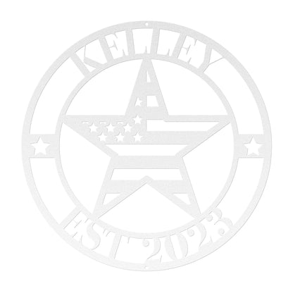 10106 - Customizable Family Name American Star Flag Circle