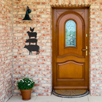 10098 - Farm Animal Stack Sheep, Chicken, Pig, Cow Sign