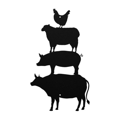 10098 - Farm Animal Stack Sheep, Chicken, Pig, Cow Sign