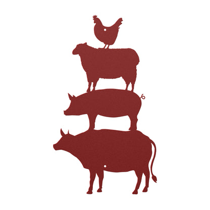 10098 - Farm Animal Stack Sheep, Chicken, Pig, Cow Sign