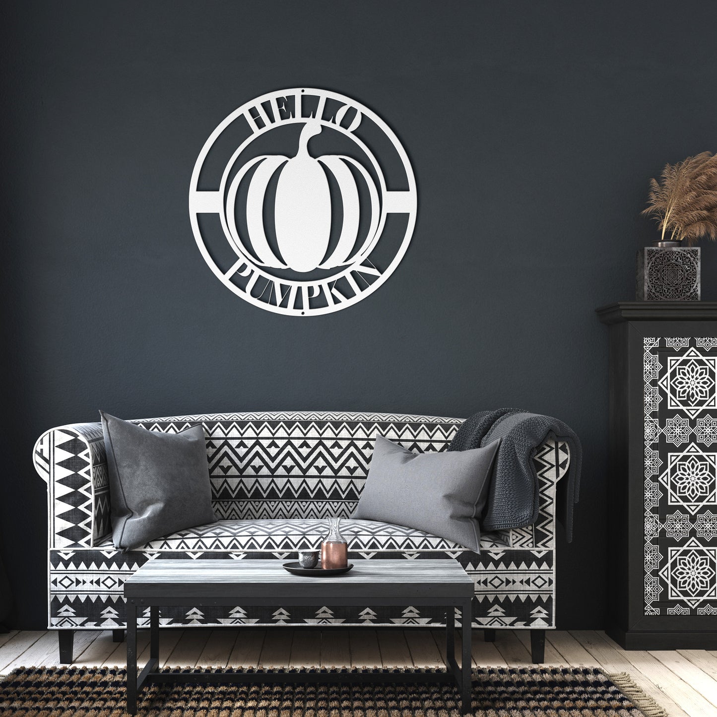 10148 - * Hello Pumpkin Circular Metal Wall Art