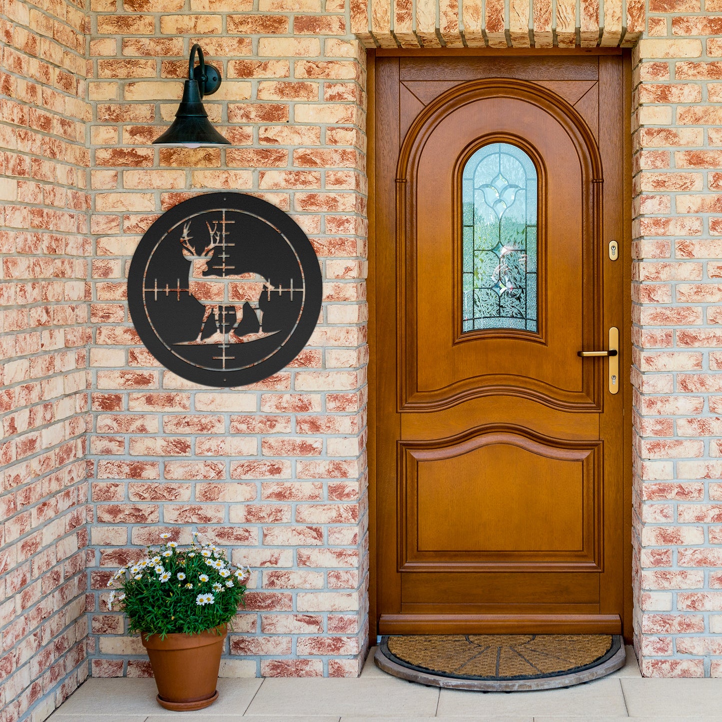 10093 - Hunting Deer Scope Circular Metal Sign