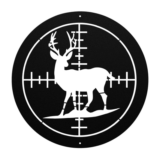 10093 - Hunting Deer Scope Circular Metal Sign