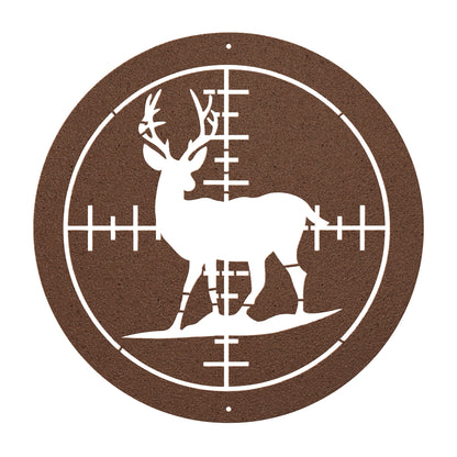 10093 - Hunting Deer Scope Circular Metal Sign