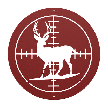 10093 - Hunting Deer Scope Circular Metal Sign