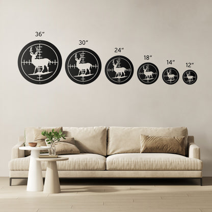 10093 - Hunting Deer Scope Circular Metal Sign