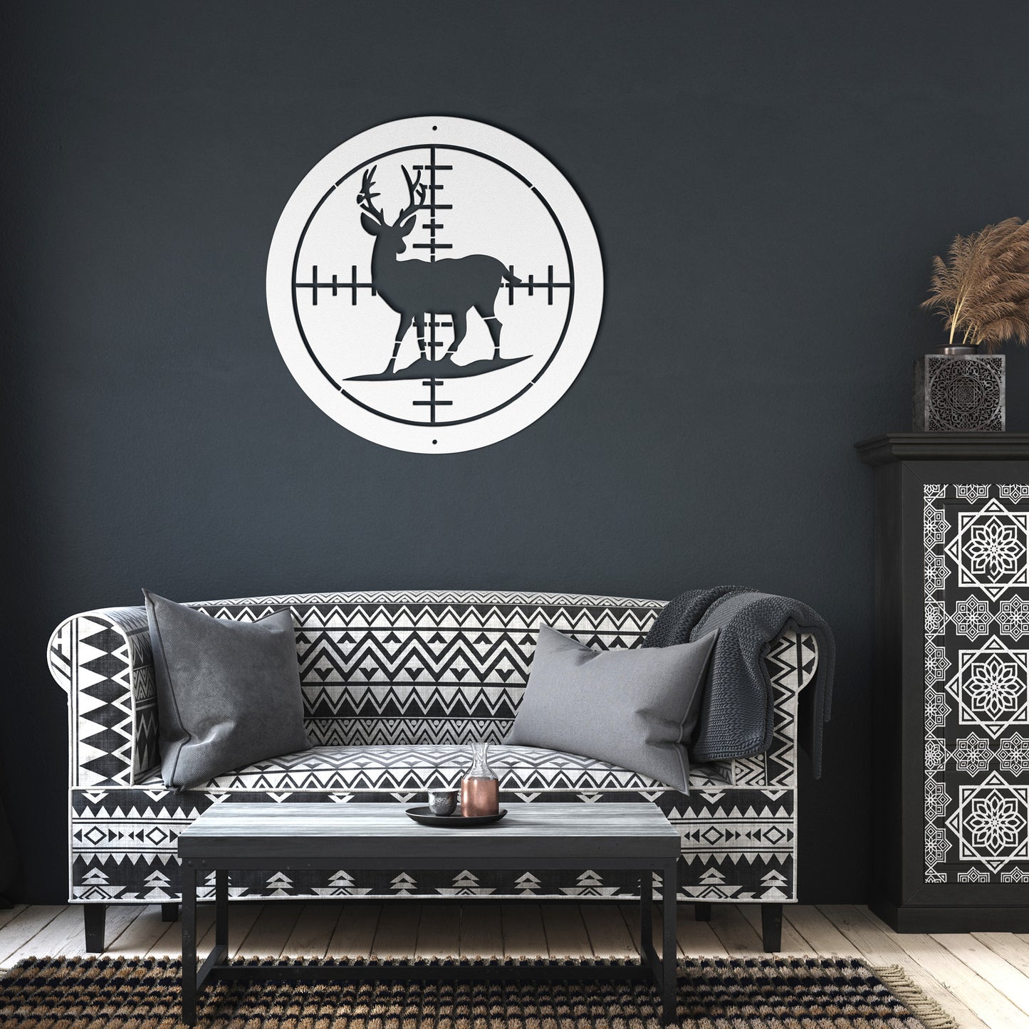10093 - Hunting Deer Scope Circular Metal Sign