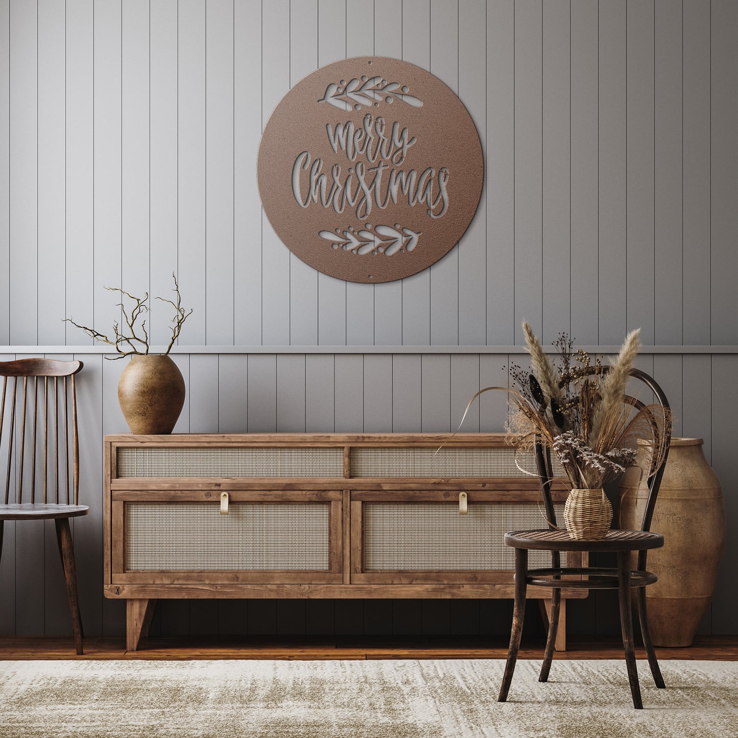 10144 - * Merry Christmas Circular Metal Sign