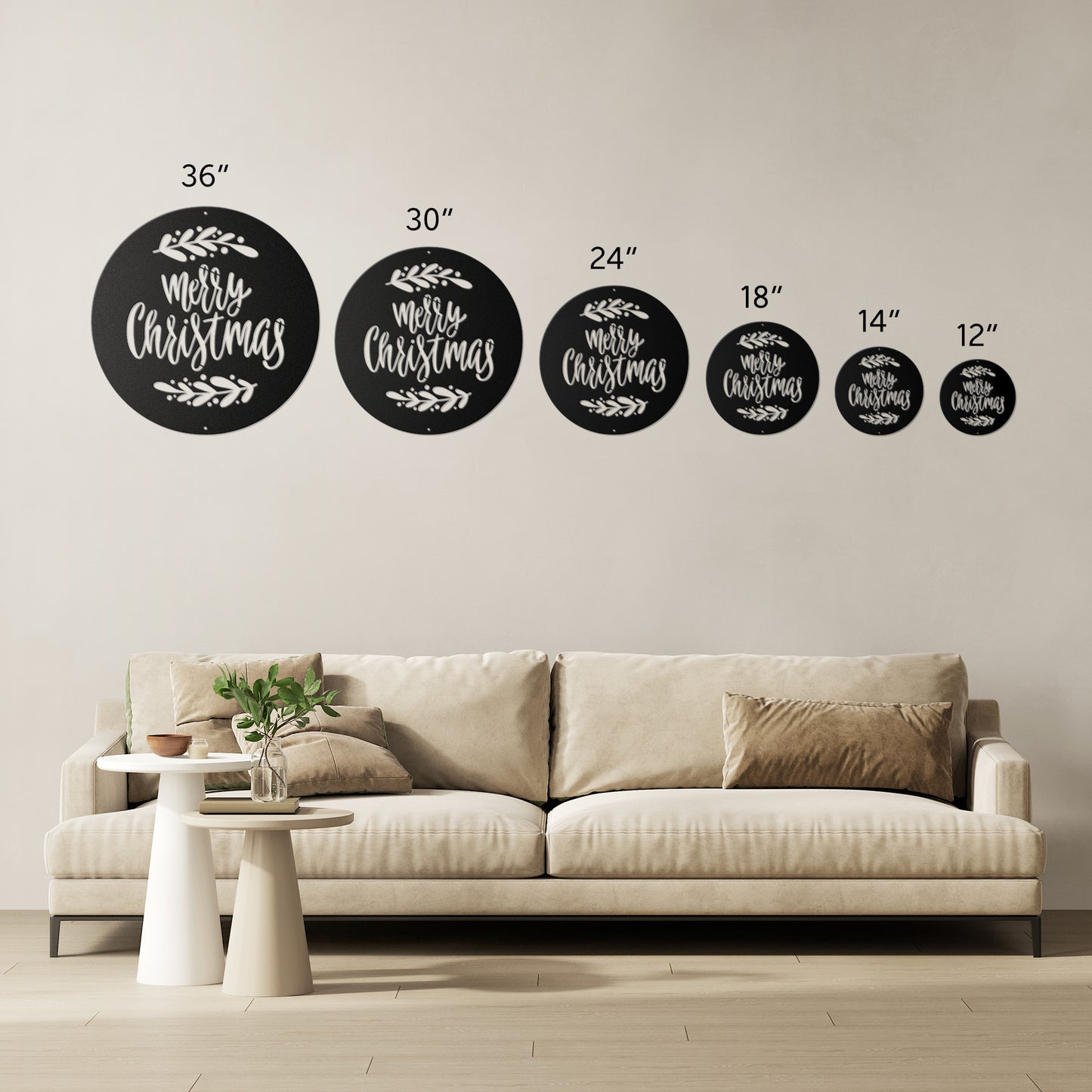 10144 - * Merry Christmas Circular Metal Sign