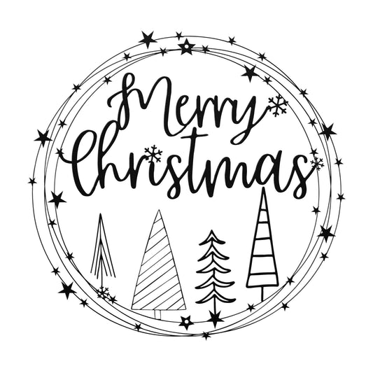 10142 - * Merry Christmas Circular Tree Wall Art