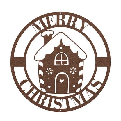 10140 - * Merry Christmas Gingerbread House Metal Sign
