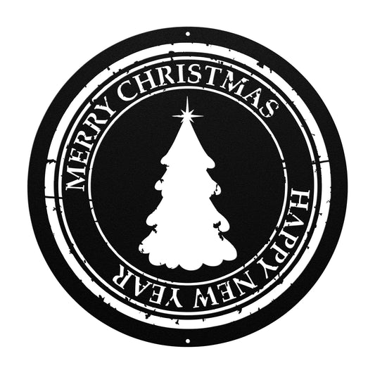 10138 - * Merry Christmas Rustic Tree Metal Sign