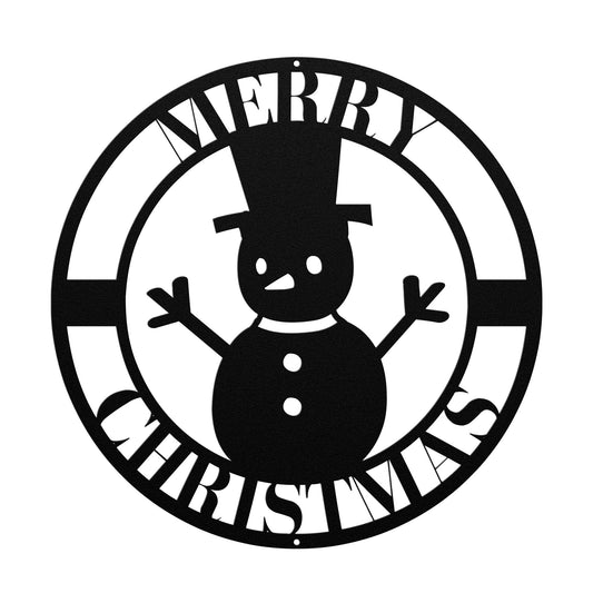 10090 - Merry Christmas Snowman Circular Sign