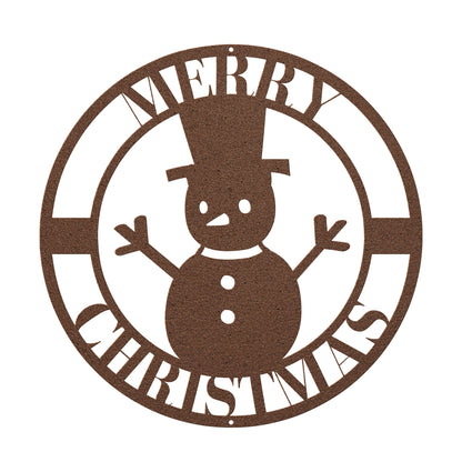 10090 - Merry Christmas Snowman Circular Sign