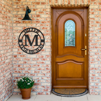 10086 - Monogram Custom Family Address Metal Sign