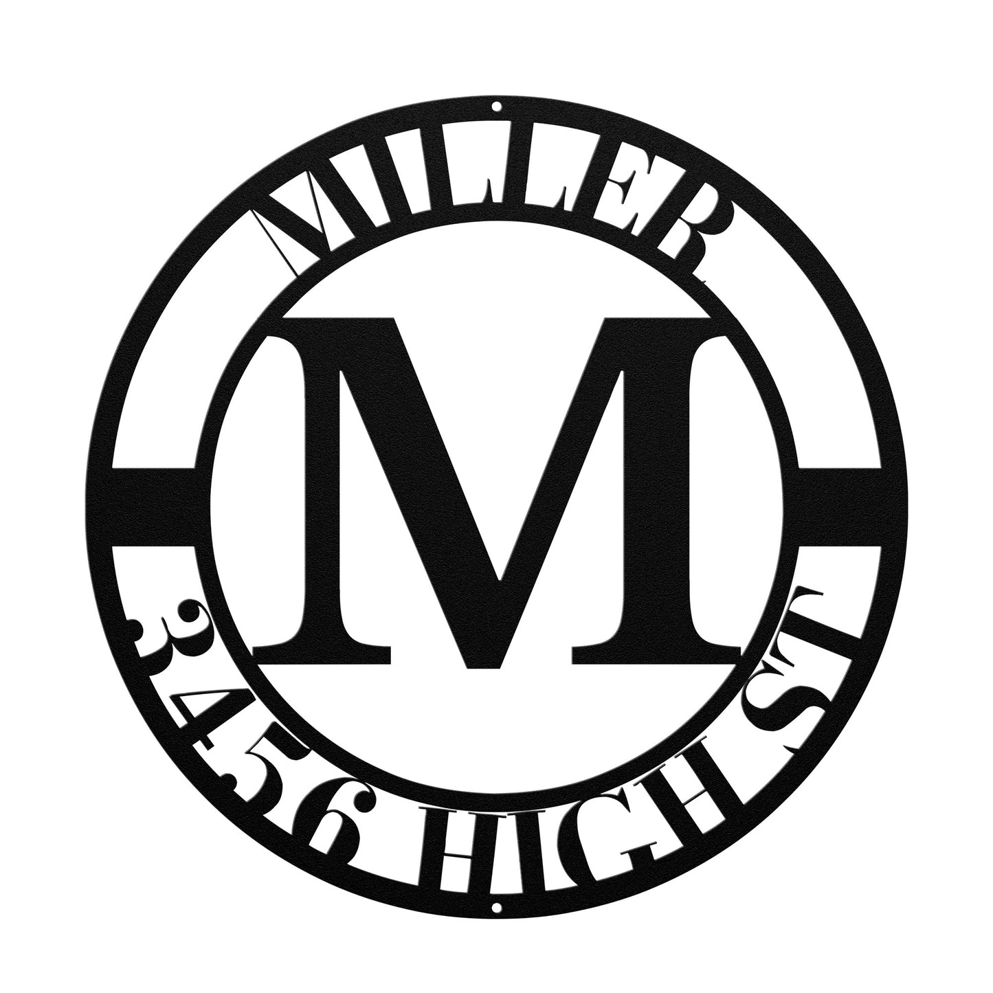 10086 - Monogram Custom Family Address Metal Sign