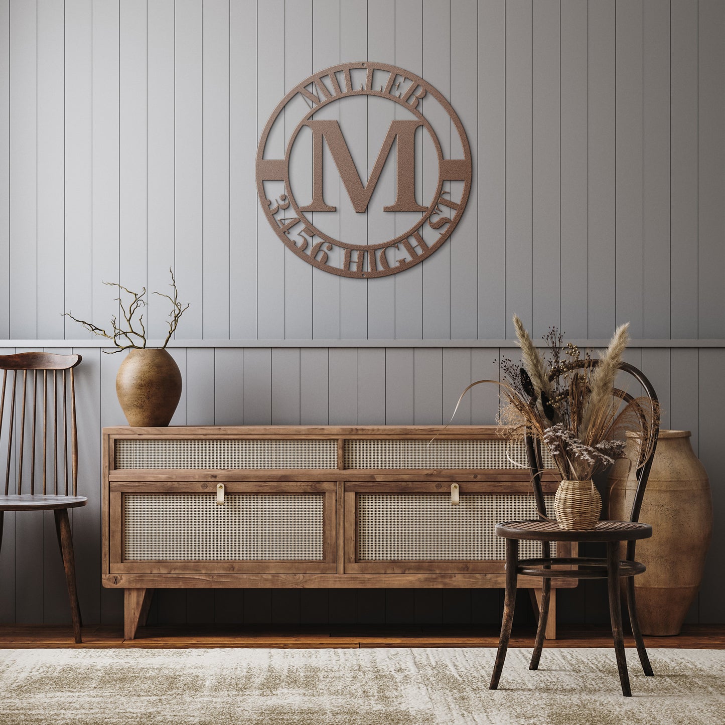 10086 - Monogram Custom Family Address Metal Sign