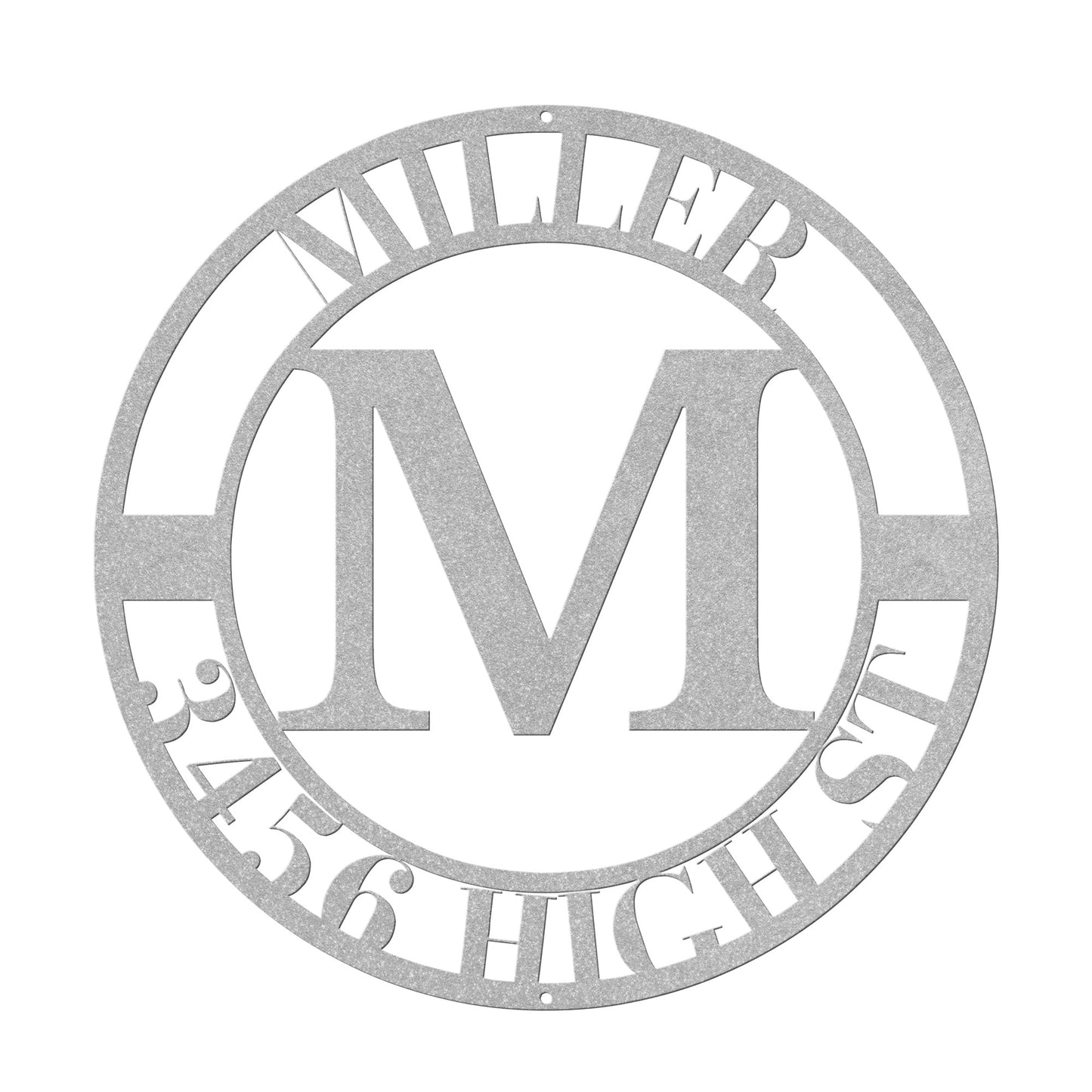 10086 - Monogram Custom Family Address Metal Sign