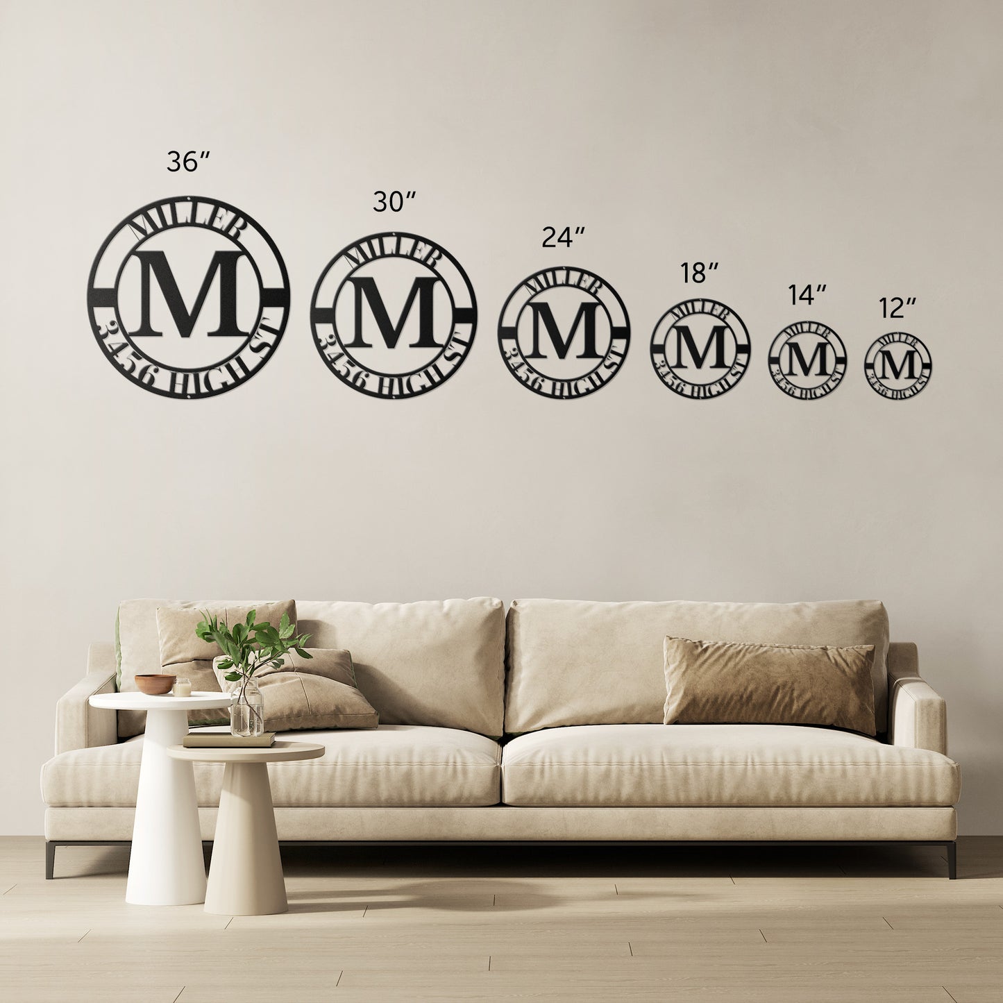 10086 - Monogram Custom Family Address Metal Sign