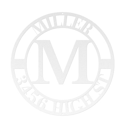 10086 - Monogram Custom Family Address Metal Sign