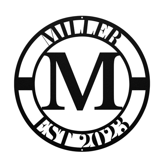 10137- * Monogram Custom Family Name Metal Sign