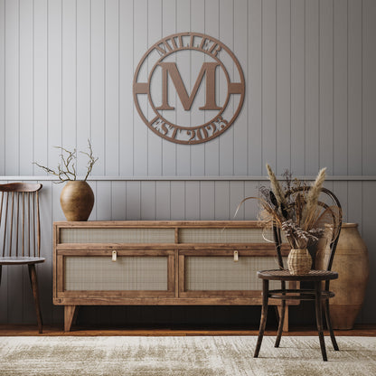 10137- * Monogram Custom Family Name Metal Sign