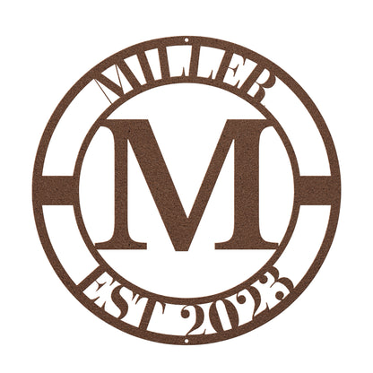 10137- * Monogram Custom Family Name Metal Sign