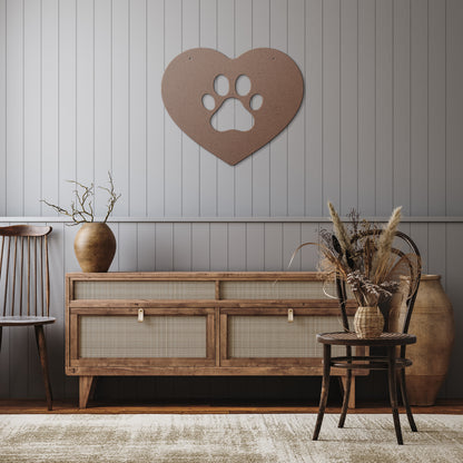 10082 - Paw Print Heart Metal Sign