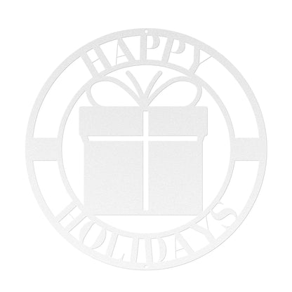 10150 - * Happy Holidays Gift/Present Circular Metal Sign